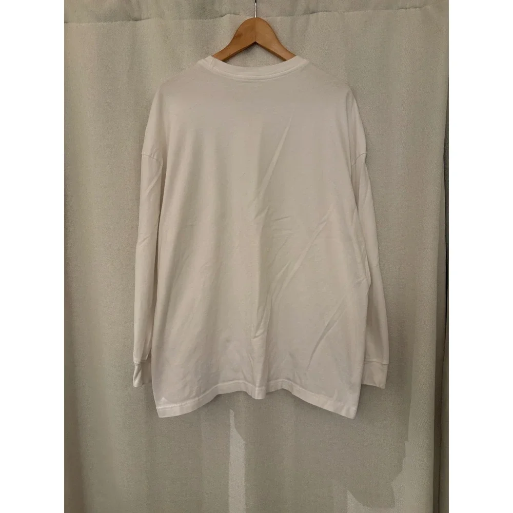 Nike Long Sleeve T-Shirt Mens Large White Center Swoosh Oversized Fit Tee